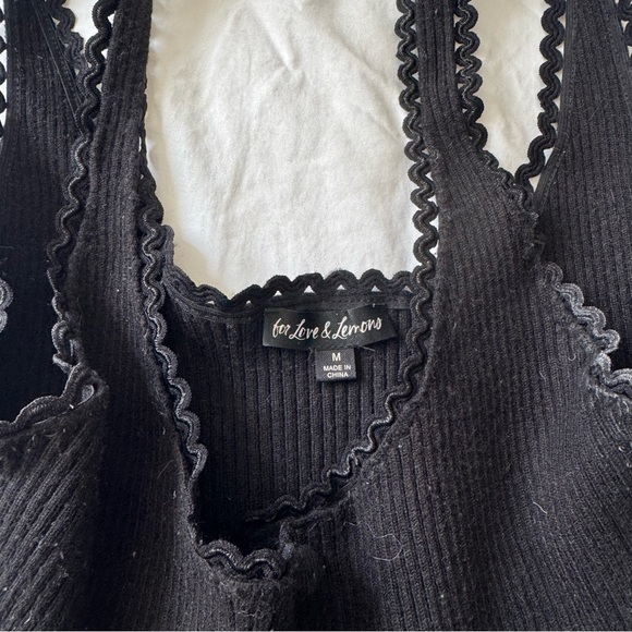 For Love And Lemons Black Scalloped Tank Top - Picture 3 of 4